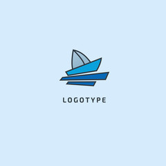 Ship, yacht Logo silhouette logo. Vector abstract minimalistic illustration fishing. tourism, cruise, boat trip, marina, diving, tourism vector flat style logotype modern.