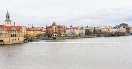 View to Vitava river in Prague from Charles Bridge, Czech Republic