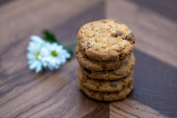  homemade biscuits with chocolate or whole. High resolution cookies for advertising purposes.