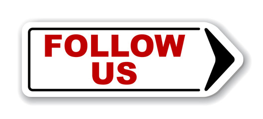 red vector banner follow us