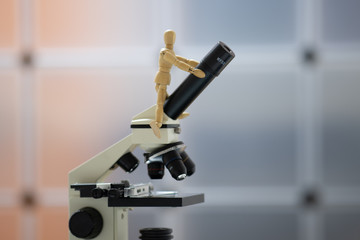 hinge drawing doll man and microscope