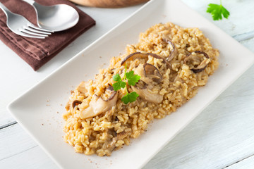 Risotto allo zafferano e funghi 