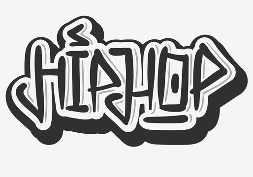 Hip Hop Related Tag Graffiti Influenced Label Sign Logo  Lettering for t-shirt or sticker on a white background. Vector Image.