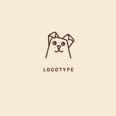 Dog silhouette logo. Vector abstract minimalistic illustration veterinary. Puppy icon. Pet, pet shop, zoo, clinic vector flat style logotype modern.
