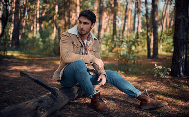 Man in forest