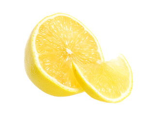 Fresh ripe lemons. Isolated on white background