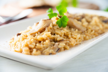 Risotto allo zafferano e funghi 