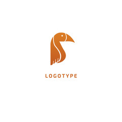 Bird silhouette logo. Vector abstract minimalistic illustration flying fowl. Pigeon icon. Zoo, pet shop, farm, bird feather, wild nature vector flat style logotype modern.