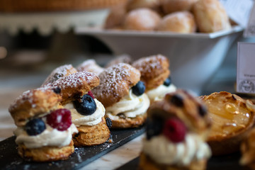 Cream and berries
