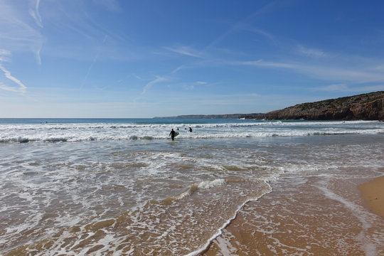 Praia do Zavial beach in winter