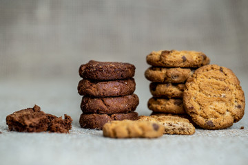  homemade biscuits with chocolate or whole. High resolution cookies for advertising purposes.