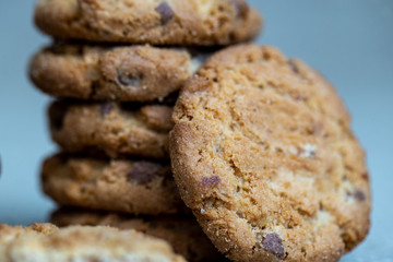  homemade biscuits with chocolate or whole. High resolution cookies for advertising purposes.