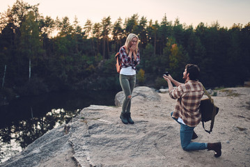 Couple of tourists on nature.