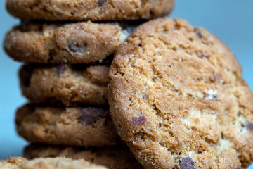  homemade biscuits with chocolate or whole. High resolution cookies for advertising purposes.