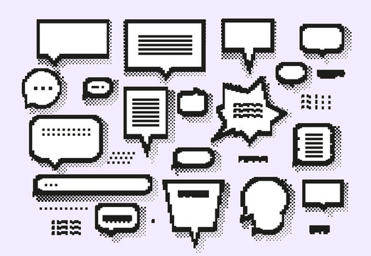 Empty White 8 Bit Speech Bubbles Set