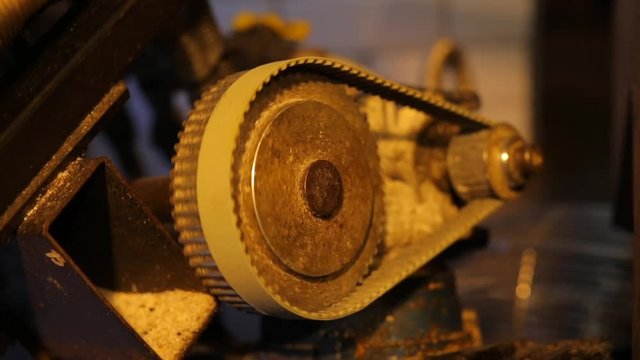 the belt is spinning on the gears