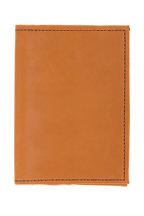 Book in leather cover on white background
