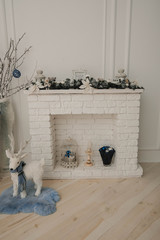 A beautiful living room decorated for Christmas. christmas card