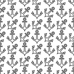 Anchor Icon Seamless Pattern, Flat