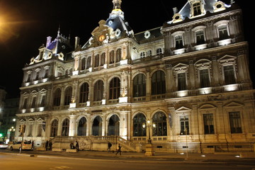 Naklejka premium Lyon - Place des Cordeliers la nuit