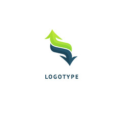 Fototapeta premium Arrow icon. Vector flat style illustration Abstract business logo template. Logo concept of Progress development, application, Business strategy, Geometric design element, delivery company.