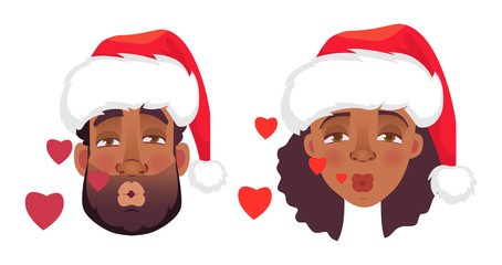 face of African man and woman - kiss