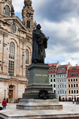 Fototapeta na wymiar Martin Luther Monument in Dresden near Frauenkirche