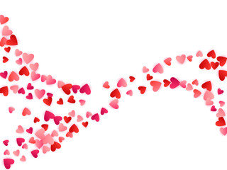 Red flying hearts bright love passion vector background.