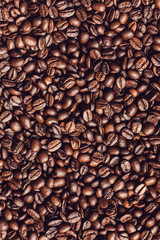 Coffee beans background pattern texture.