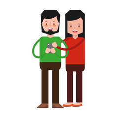 couple using mobile social media