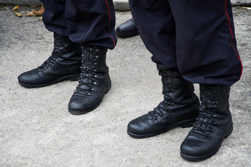 Army boots of the Russian police in November 2018