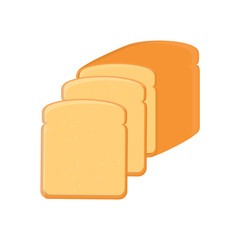 Bread, bakery icon, sliced fresh wheat bread isolated on white background