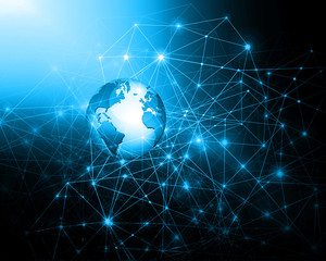 Best Internet Concept of global business. Globe, glowing lines on technological background. Wi-Fi, rays, symbols Internet, 3D illustration