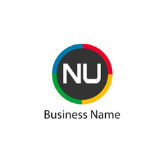 Initial Letter NU Logo Template Design