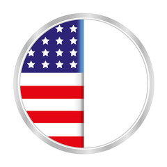 American flag symbol in a circle.