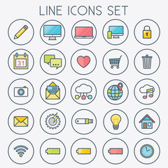 Colorful Line Icons Set - vector