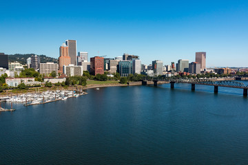 Portland Oregon downtown waterfront wide angle