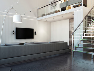 Modern interior 3d rendering