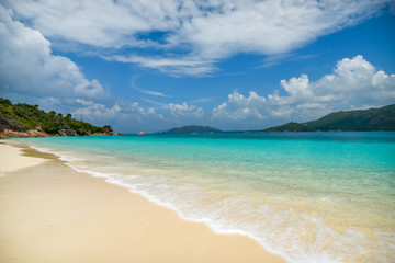 Beautiful sandy beach of Curieuse  Island. Seychelles.