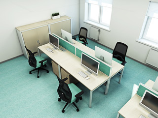 Office interior 3d rendering