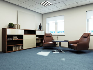 Office interior 3d rendering