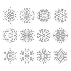 Snowflakes icon collection. Graphic vector modern ornament.