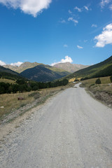 Road to Montgarri in the mountains of Aran Valley in summer