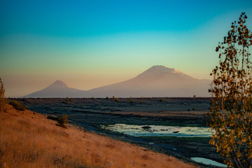 ararat mountain in sunset