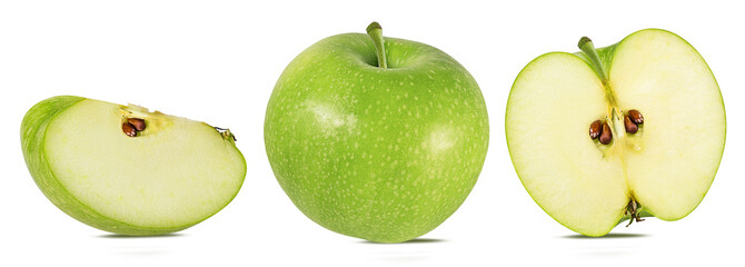 Fresh green apple isolated on white background with clipping path