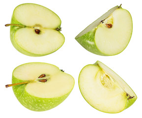 Fresh green apple isolated on white background with clipping path
