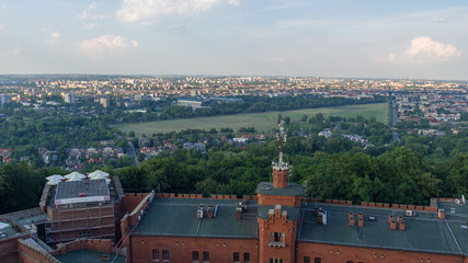 Aerial Krakow from Kopiec Kostusko, Krakus Mound