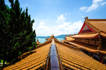 Fototapeta na wymiar Temple at Sun Moon Lake in Taiwan