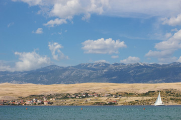 view of Svetioy duh beach on Pag island, Croatia