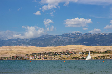 Fototapeta premium view of Svetioy duh beach on Pag island, Croatia
